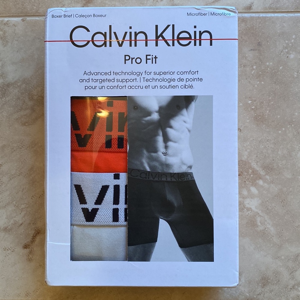 NWT Calvin Klein Pro Fit 3-Pack Micro Boxer Briefs Med Black/Fiesta/Galaxy Grey